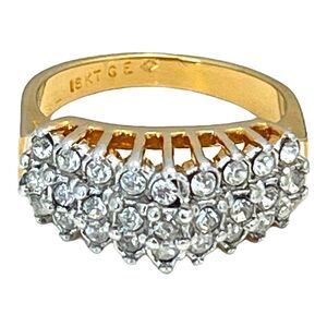 Vintage 1970s Vargas CZ Dome Ring Three Row 18KT Gold Plate Size 7 - 5T